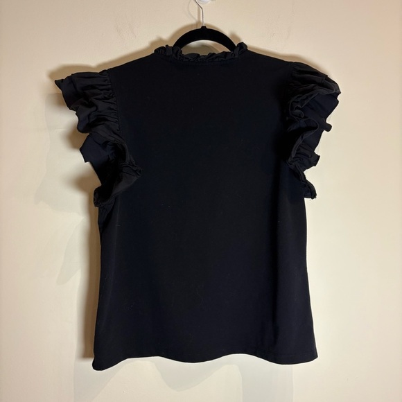 Sundays Black Ruffled Flutter Sleeve Blouse Size Large - Picture 7 of 7